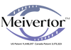 Meivertor logo with a blue eye-like design on a white background